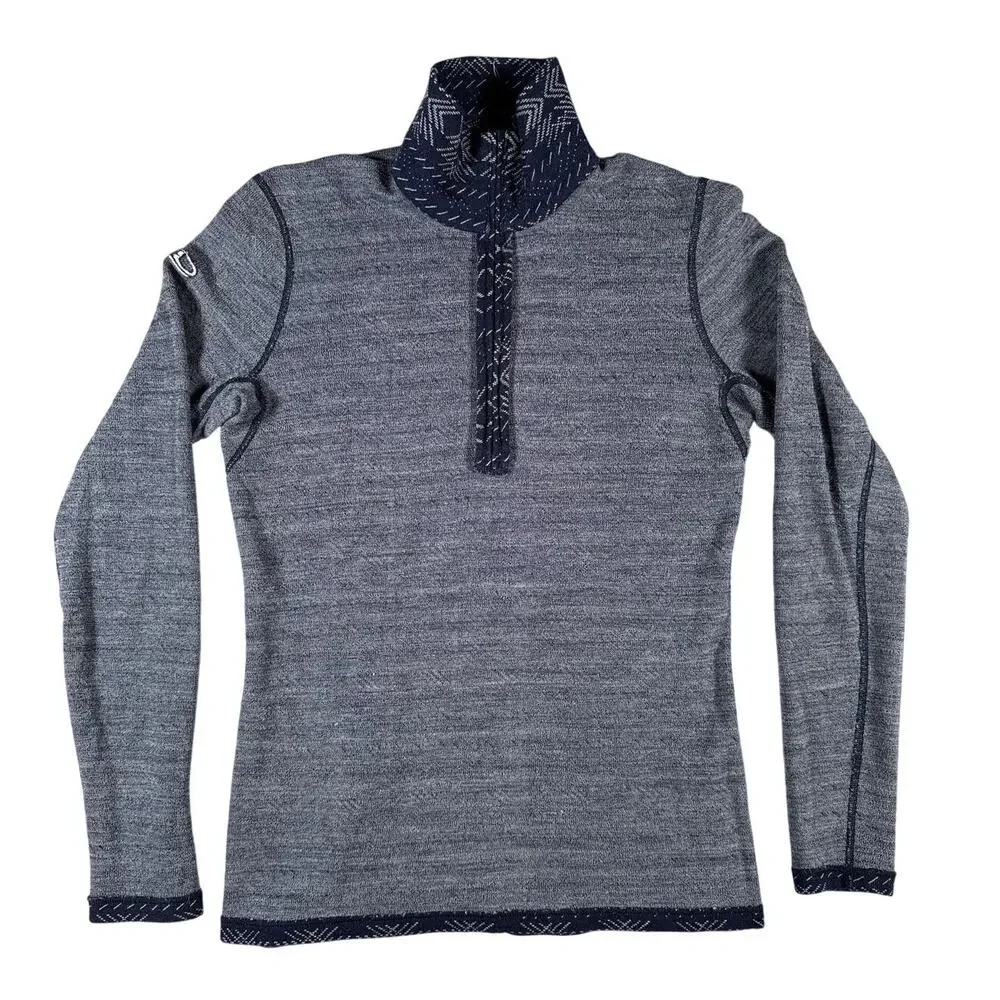 Icebreaker Vertex Base Layer Top Half Zip Womens Medium Merino Wool 260g‎ Blue